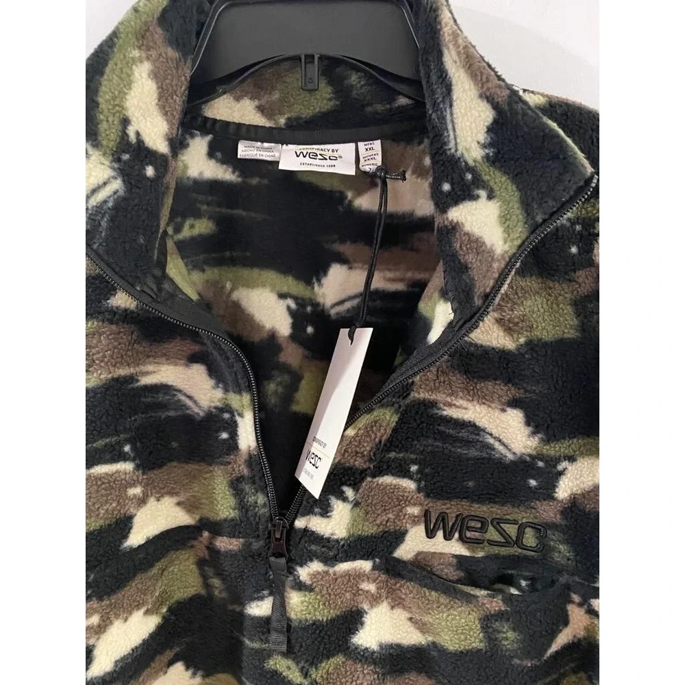 WESC Camo‎ Half Fleece Pullover Zipper For Unisex Men Size XXL Woman Size XXXL